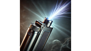 An elegant display of nicotine pouches with modern electric torch lighters, vaporizers, and classic Zippo lighters in a sophisticated setting.