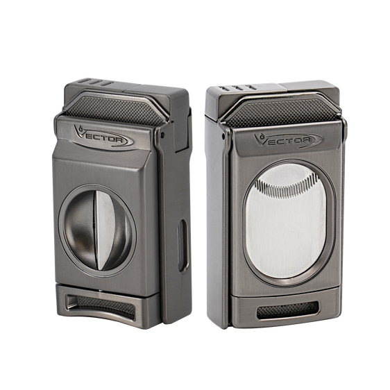 Vector Switch Double Flame Torch Lighter with Cigar Cutter - Gunmetal