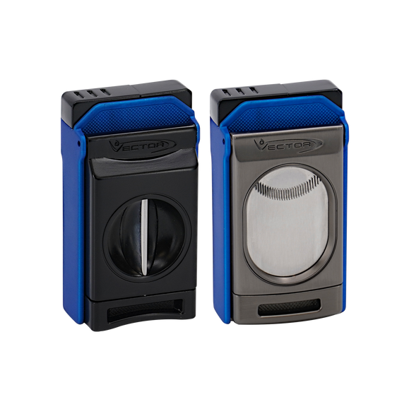 Vector Switch Double Flame Torch Lighter w/Cutter Blue Matte