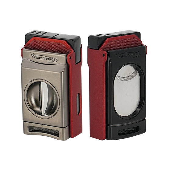 Vector Switch Double Flame Torch Lighter with Cigar Cutter - Matte Red