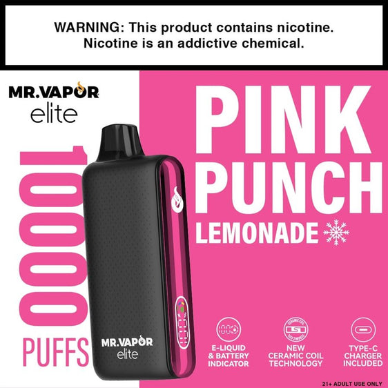 Mr. Vapor Elite Disposable Vape - Pink Punch Lemonade Ice
