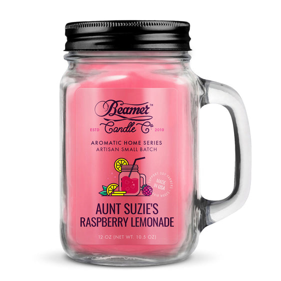 Beamer Candle Co. Aromatic Home Series - USA Made Candle - 12 oz Suzie's Raspberry Lemonade