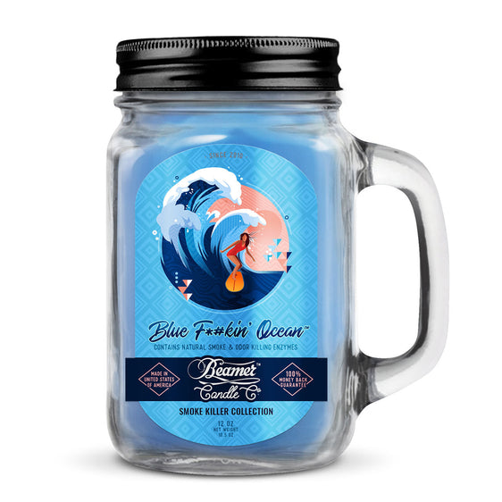 Beamer Candle Co Smoke Killer Collection - USA Made Candle 12 oz Blue F*#ckin' Ocean