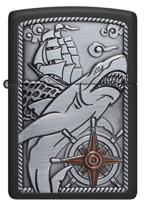 Zippo Lighter - Ship Shark Emblem