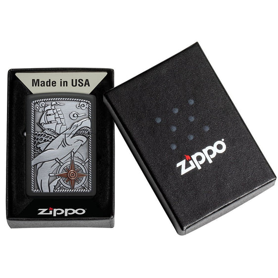 Zippo Lighter - Ship Shark Emblem