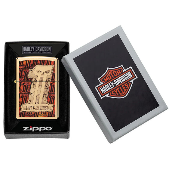 Zippo Lighter - Harley Davidson Number 1 Skull