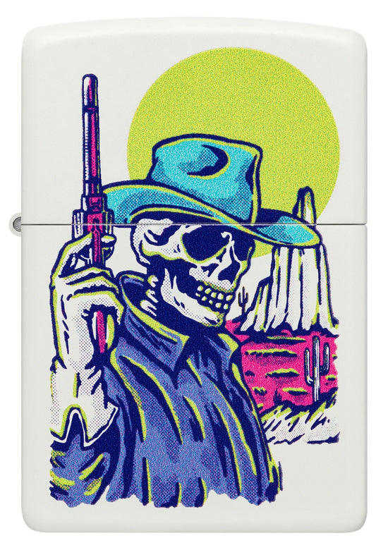 Zippo Lighter - Neon Wild West Skeleton