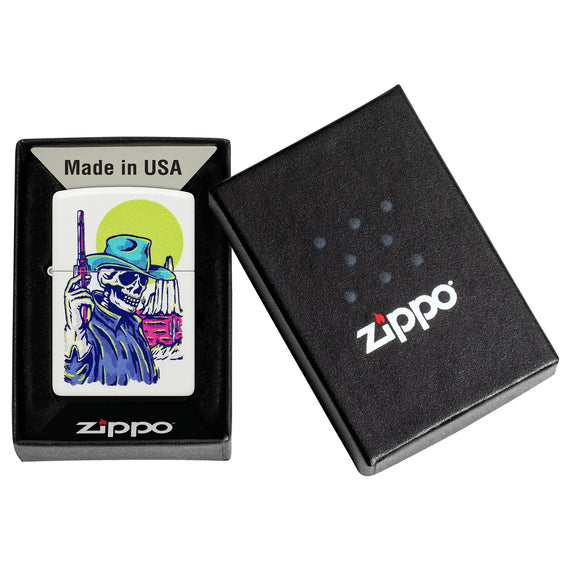 Zippo Lighter - Neon Wild West Skeleton