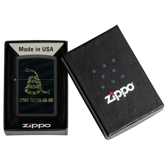 Zippo Lighter - Don't Tread On Me Gadsden Black Flag