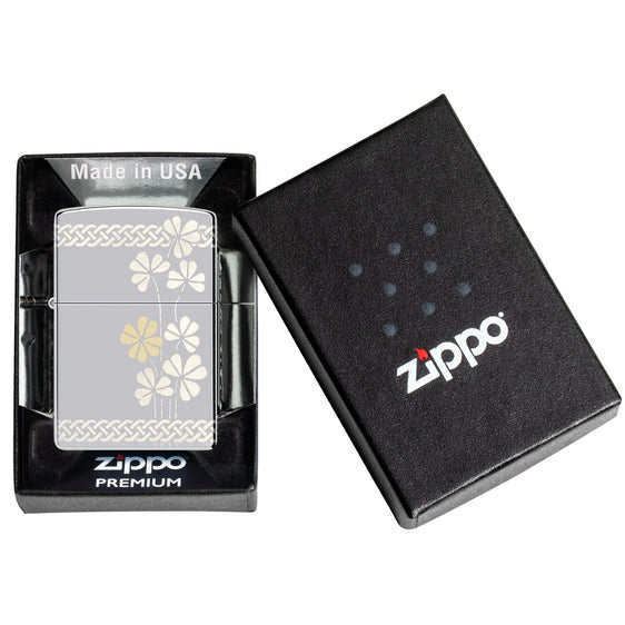 Zippo Lighter - Celtic Knot Clovers