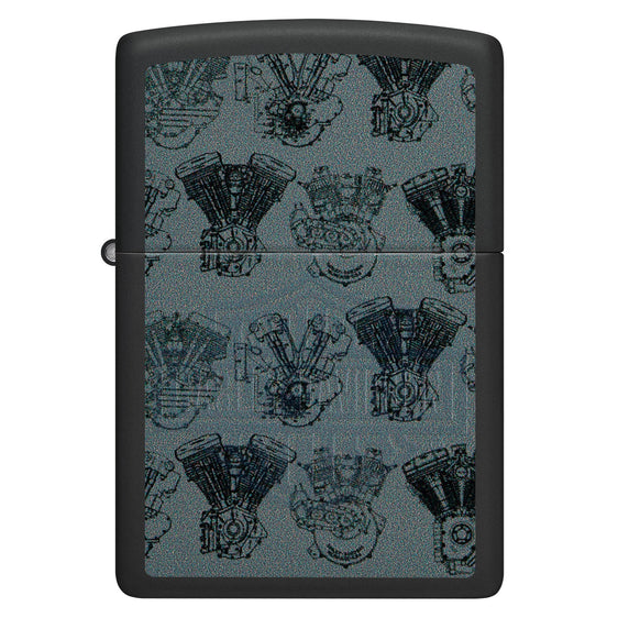 Zippo Lighter - Harley Davidson Black Light Logos