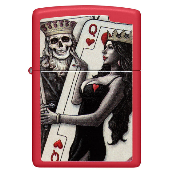 Zippo Lighter - Red Skull King Queen Beauty