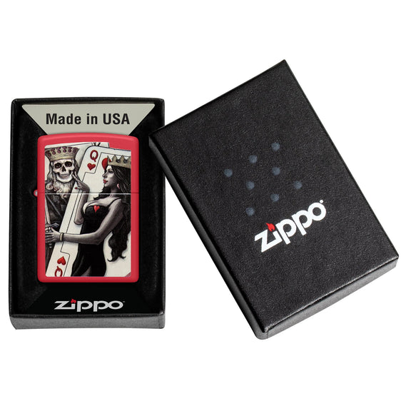 Zippo Lighter - Red Skull King Queen Beauty