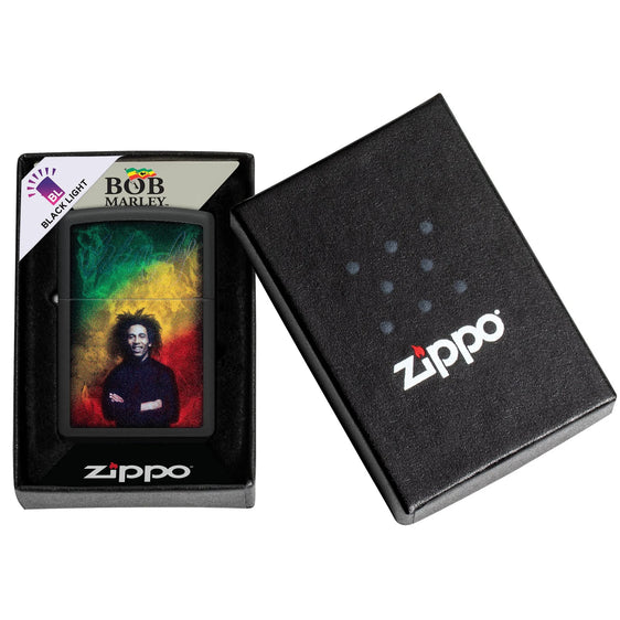 Zippo Lighter - Black Light Bob Marley
