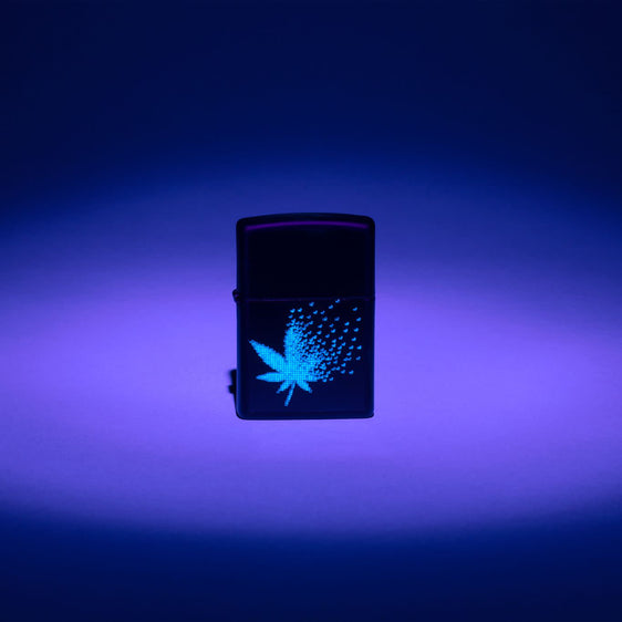 Zippo Lighter - Black Light Pixel Cannabis