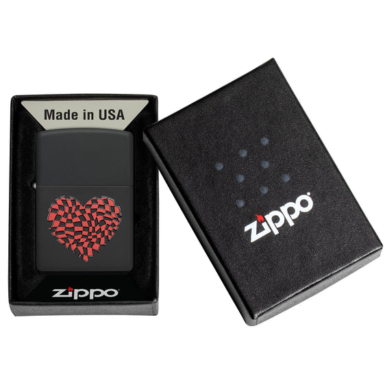 Zippo Lighter - Checkered Heart