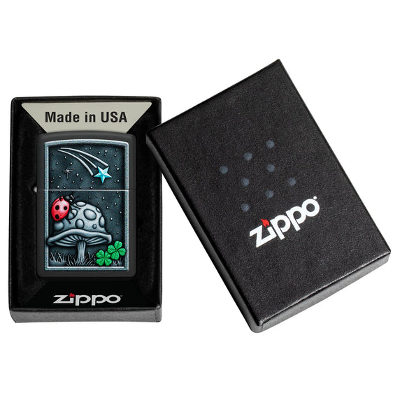 Zippo Lighter - Ladybug on Mushroom