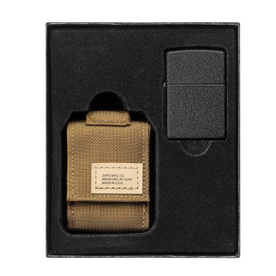 Zippo Tactical Pouch and Black Crackle® Windproof Lighter Gift Set - Coyote