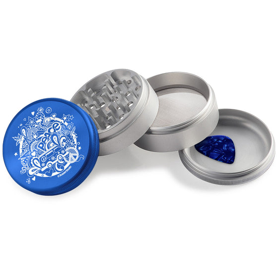 Beamer Aircraft Grade Aluminum 63MM Grinder - 70's Lovin Blue-Silver
