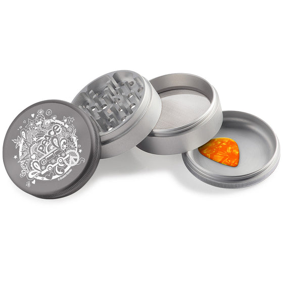 Beamer Aircraft Grade Aluminum 63MM Grinder - 70's Lovin - Gray & Silver