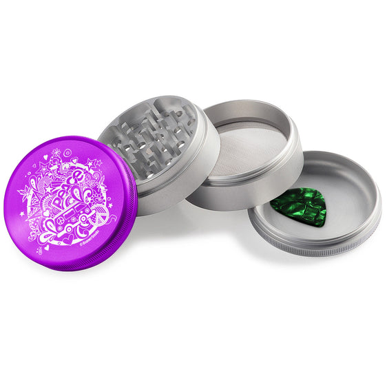 Beamer Aircraft Grade Aluminum 63MM Grinder - 70's Lovin - Purple & Silver