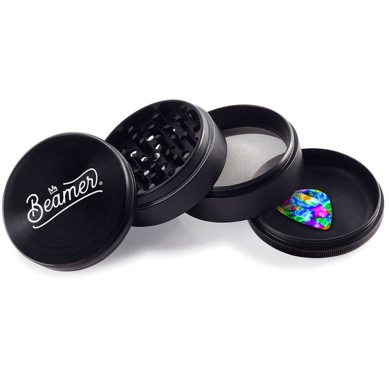 Beamer Aircraft Grade Aluminum 63MM Grinder - Crown Logo - Black