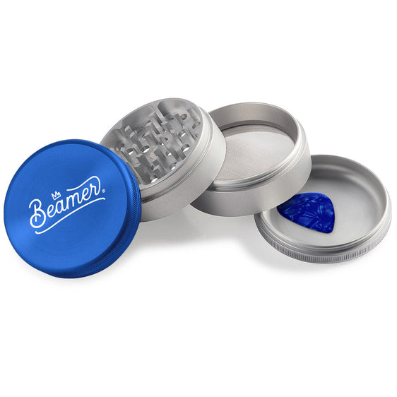 Beamer Aircraft Grade Aluminum 63MM Grinder - Crown Logo Blue-Silver