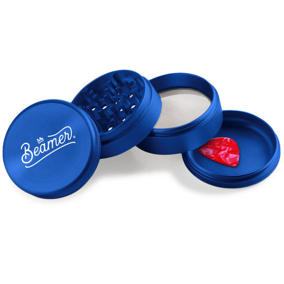 Beamer Aircraft Grade Aluminum 63MM Grinder - Crown Logo Blue