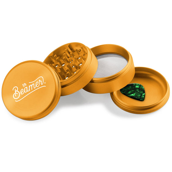 Beamer Aircraft Grade Aluminum 63MM Grinder - Crown Logo Gold