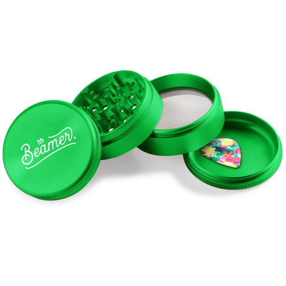 Beamer Aircraft Grade Aluminum 63MM Grinder - Crown Logo - Green
