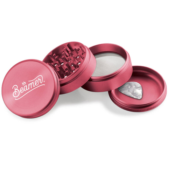 Beamer Aircraft Grade Aluminum 63MM Grinder - Crown Logo - Pink