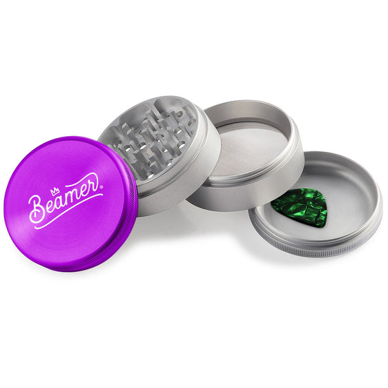Beamer Aircraft Grade Aluminum 63MM Grinder - Crown Logo - Purple & Silver