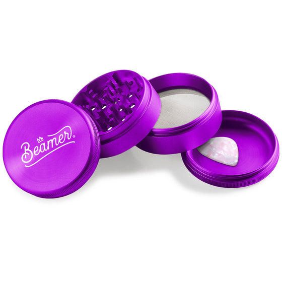 Beamer Aircraft Grade Aluminum 63MM Grinder - Crown Logo - Purple