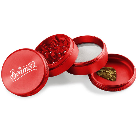 Beamer Aircraft Grade Aluminum 63MM Grinder - Crown Logo - Red