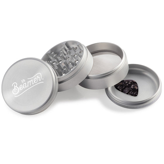 Beamer Aircraft Grade Aluminum 63MM Grinder - Crown Logo - Silver
