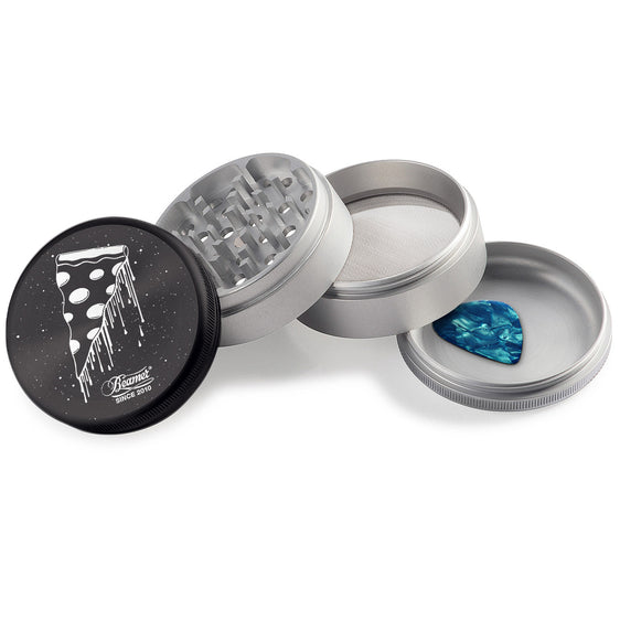Beamer Aircraft Grade Aluminum 63MM Grinder - Flying Pizza - Black & Silver