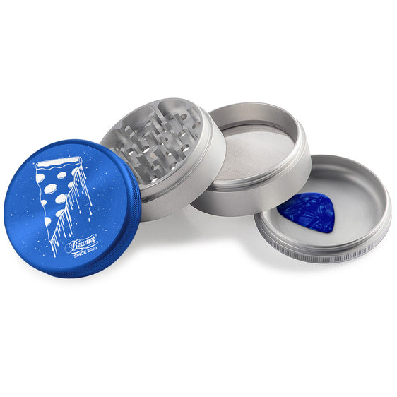 Beamer Aircraft Grade Aluminum 63MM Grinder - Flying Pizza Blue-Silver