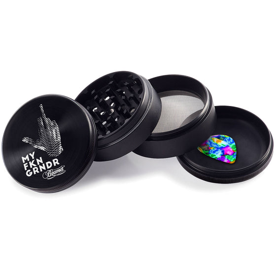 Beamer Aircraft Grade Aluminum 63MM Grinder - Middle Finger - Black
