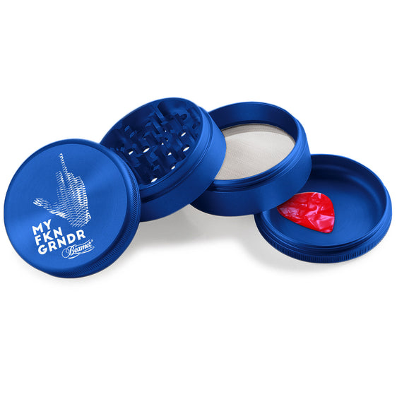 Beamer Aircraft Grade Aluminum 63MM Grinder - Middle Finger Blue