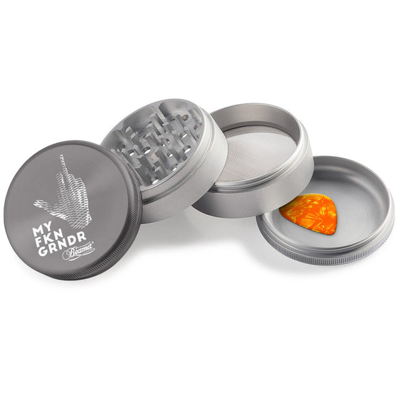 Beamer Aircraft Grade Aluminum 63MM Grinder - Middle Finger - Gray & Silver