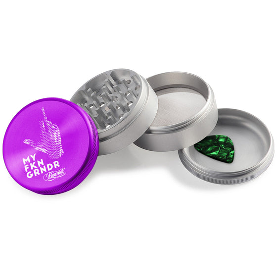 Beamer Aircraft Grade Aluminum 63MM Grinder - Middle Finger - Purple & Silver