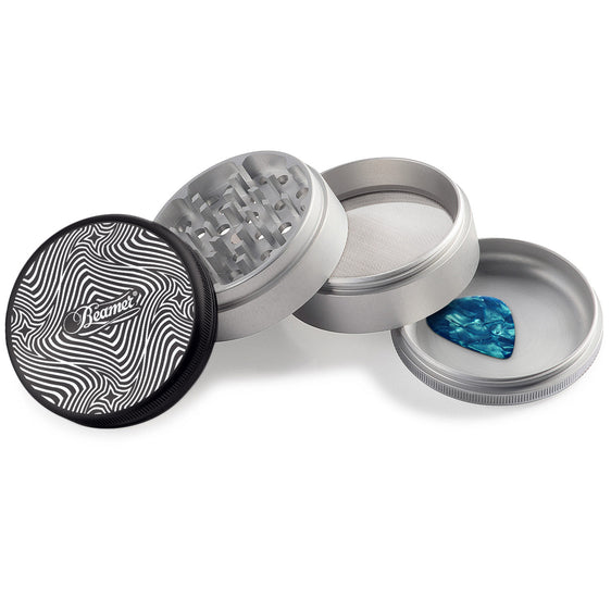 Beamer Aircraft Grade Aluminum 63MM Grinder - Psychedelic Star Maze - Black & Silver