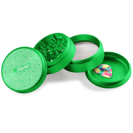 Beamer Aircraft Grade Aluminum 63MM Grinder - Psychedelic Star Maze - Green