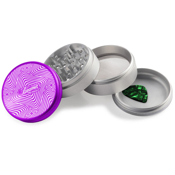 Beamer Aircraft Grade Aluminum 63MM Grinder - Psychedelic Star Maze - Purple & Silver