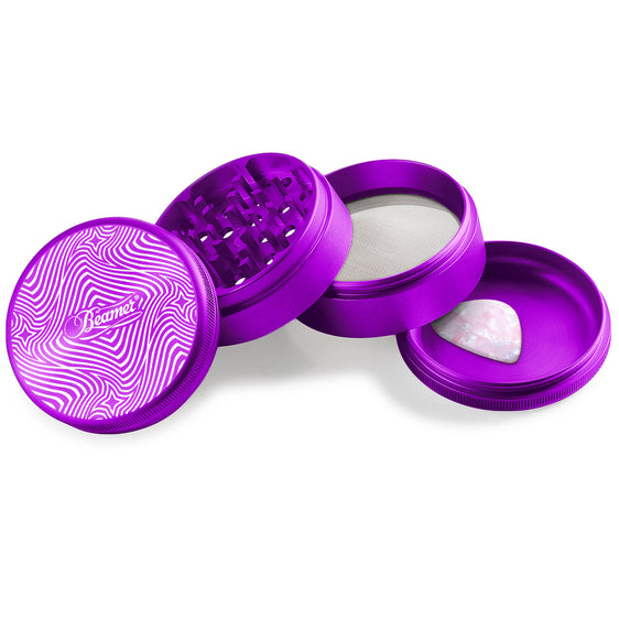 Beamer Aircraft Grade Aluminum 63MM Grinder - Psychedelic Star Maze - Purple