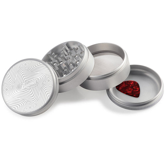 Beamer Aircraft Grade Aluminum 63MM Grinder - Psychedelic Star Maze - Silver