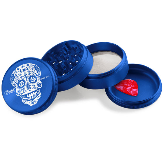 Beamer Aircraft Grade Aluminum 63MM Grinder - Sugar Skull Blue