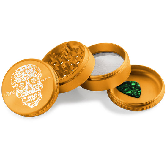 Beamer Aircraft Grade Aluminum 63MM Grinder - Sugar Skull Gold