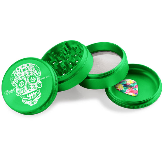 Beamer Aircraft Grade Aluminum 63MM Grinder - Sugar Skull - Green