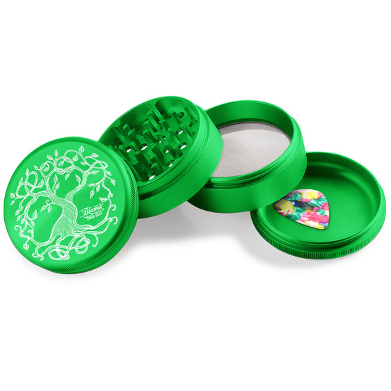 Beamer Aircraft Grade Aluminum 63MM Grinder - Tree of Life - Green